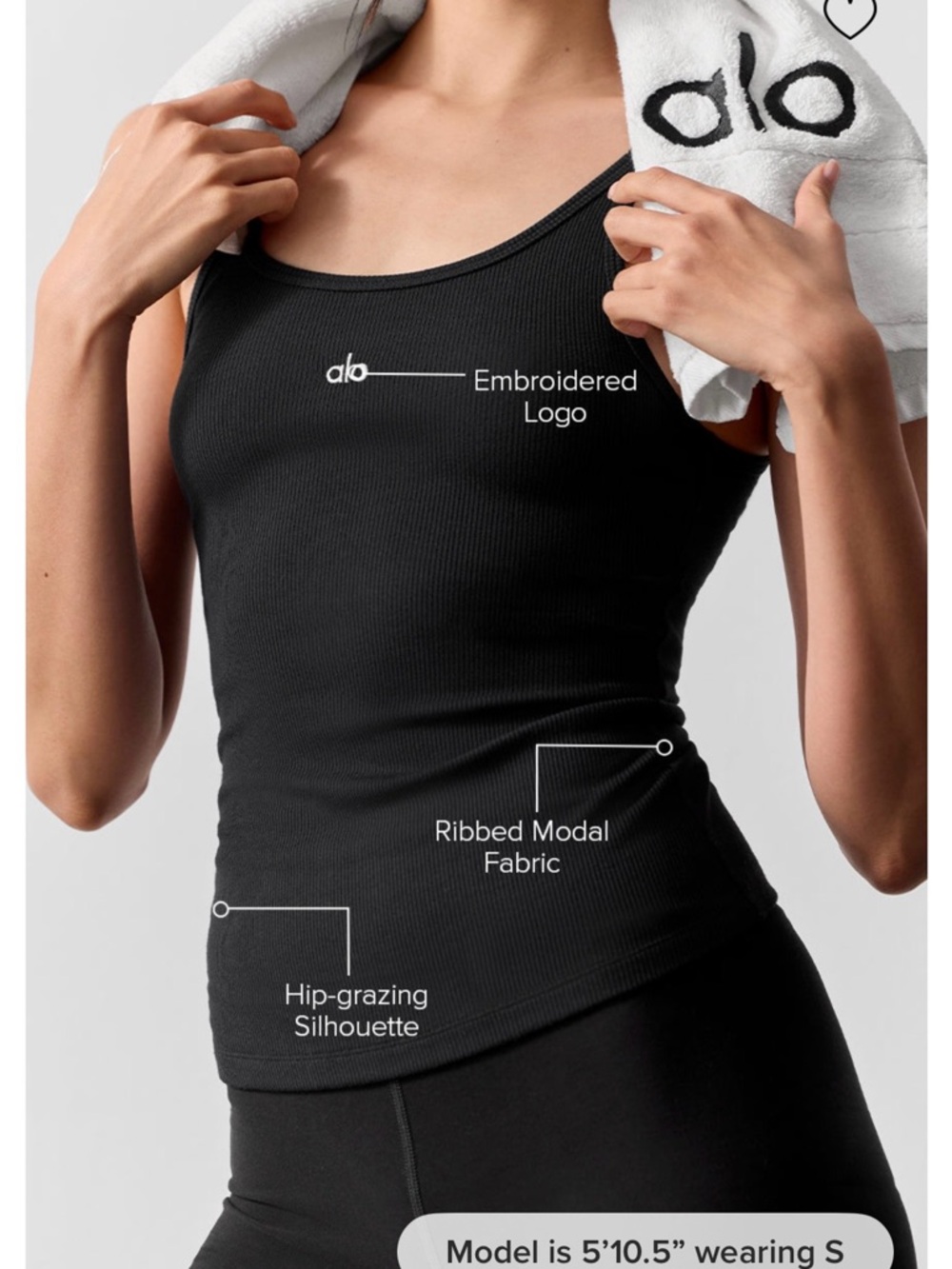 ALO Yoga Black Ribbed Prosper Tank